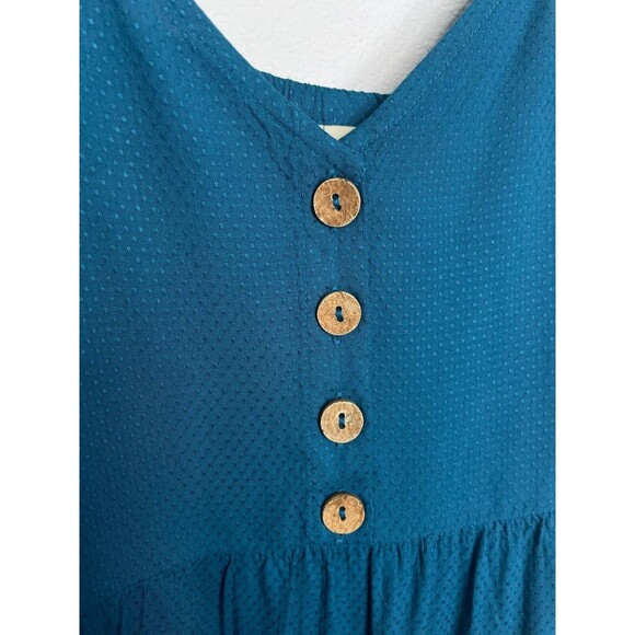 Roxy Dream Sz XS Spaghetti Strap Midi Dress Teal Sleeveless Tiered V-Neck NWT - Picture 6 of 16